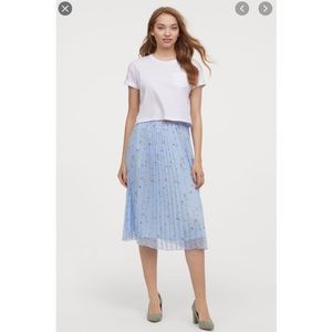 SOLD - H&M - Baby Blue Pleated Midi Skirt - NWOT